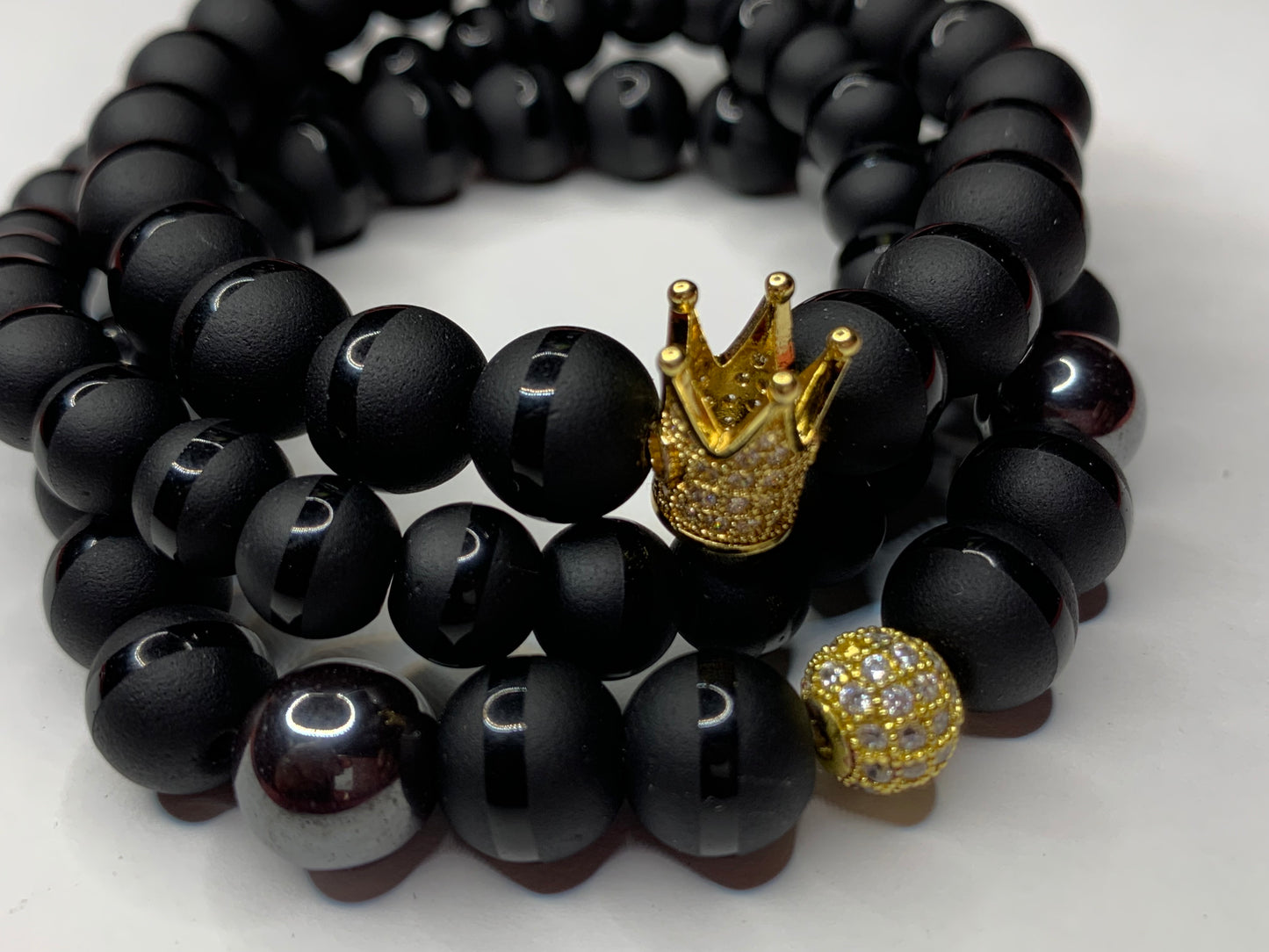Custom 3 set men/unisex onyx stone bracelets